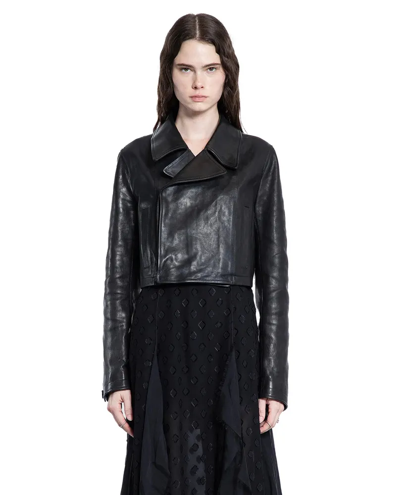 Ann Demeulemeester Mida Cropped Leather Jacket Black