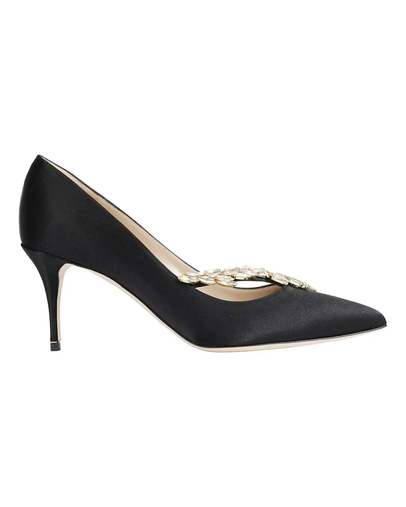 Manolo Blahnik Nadira Jewel Buckle Pumps Black