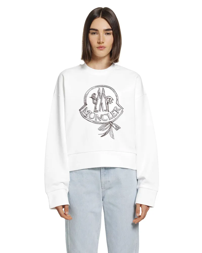 Moncler Ribbon Logo Sweatshirt White
