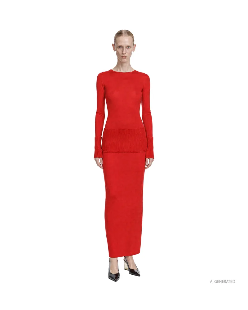 Alaïa Merino Bodycon Dress Red