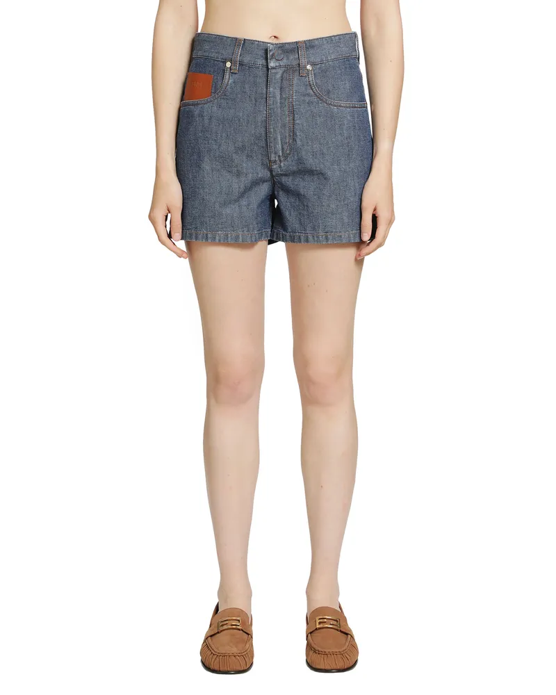 Fendi Chambray Shorts Blue
