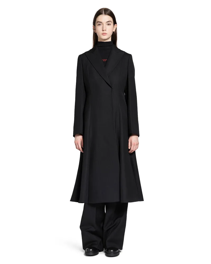 Fendi Grain de Poudre Wool Coat Black