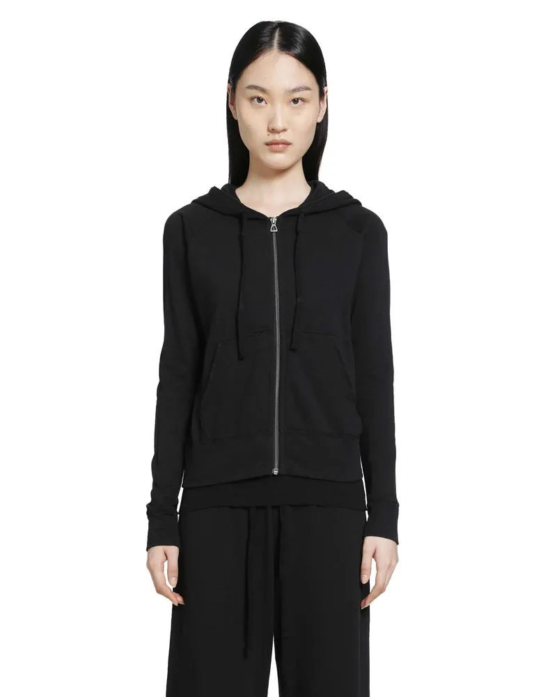 James Perse Vintage French Terry Zip Up Sweater Black