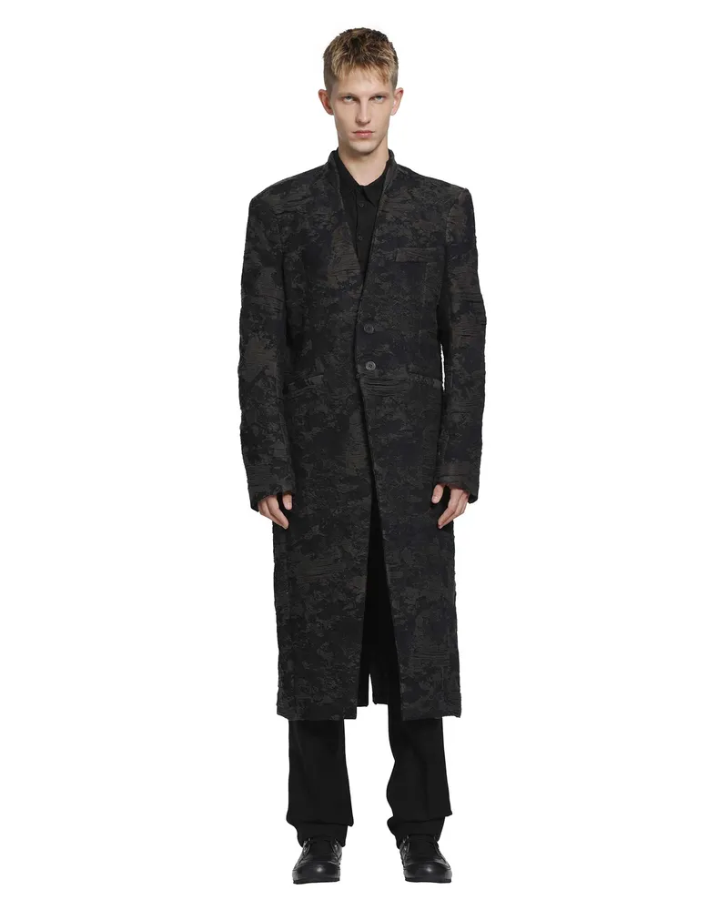 A Diciannoveventitre Collarless Jacquard Coat Brown