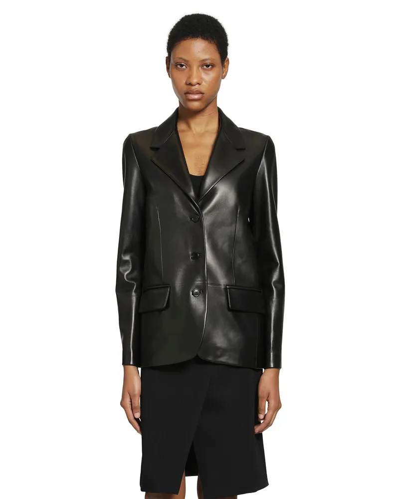 Gucci Leather Blazer Black