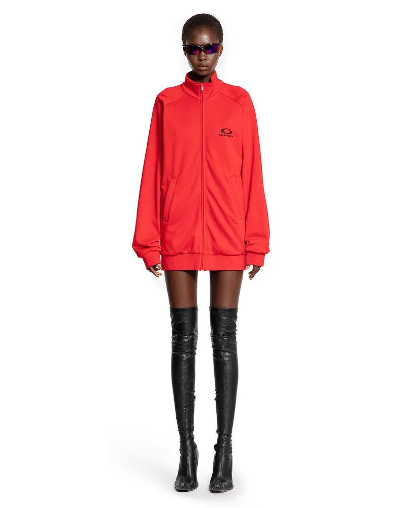Balenciaga Open Back Tracksuit Dress Red