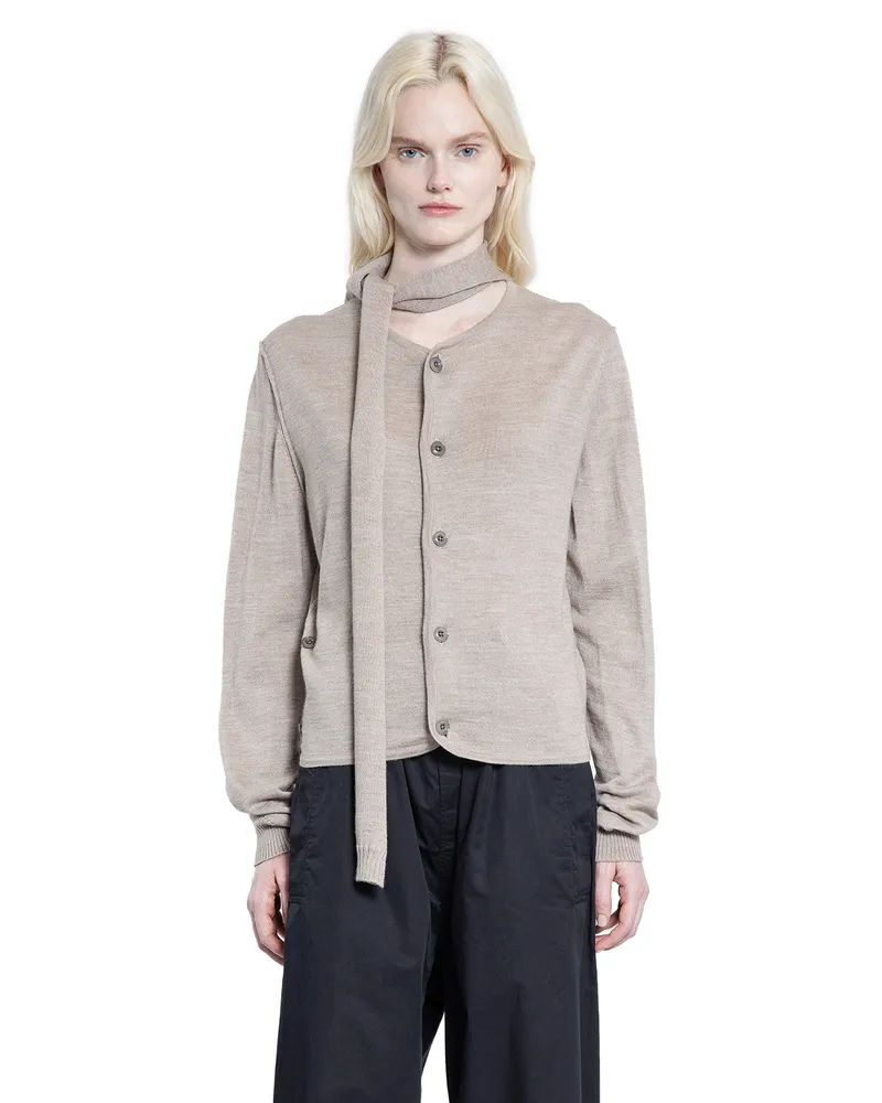 Christophe Lemaire Twisted Cardigan With Scarf Beige