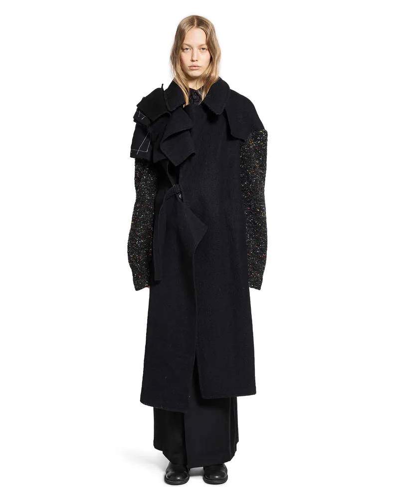 Yohji Yamamoto R Double Layered Belted Coat Black