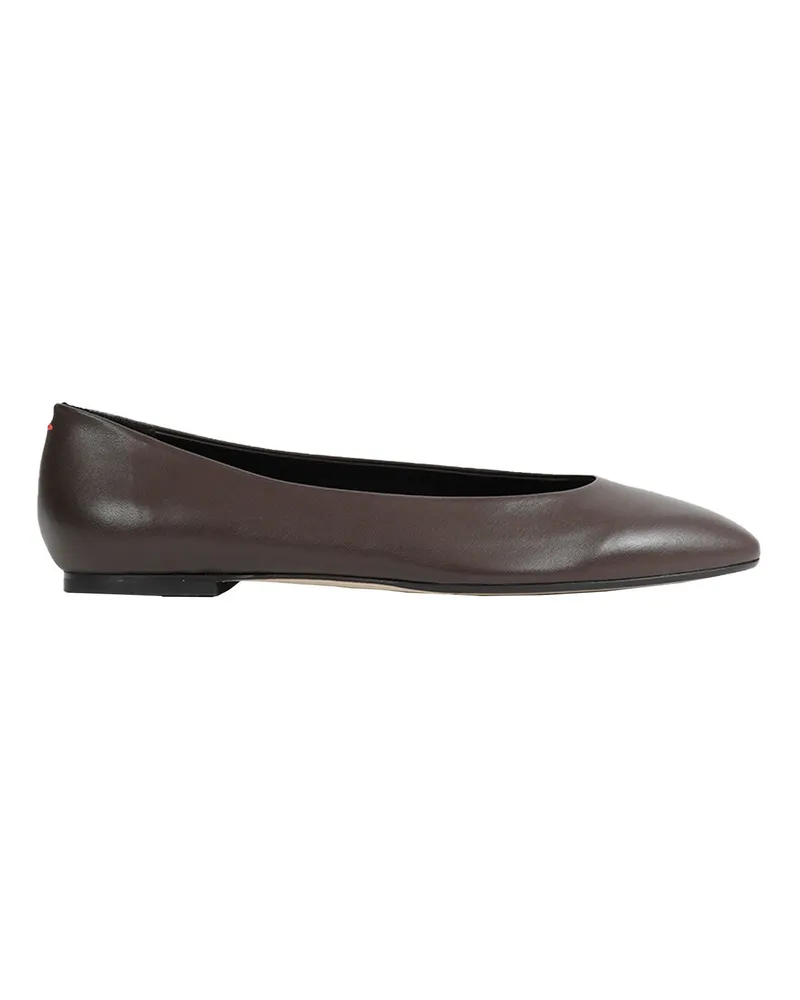 aeyde Ellie Almond-Toe Flats Brown