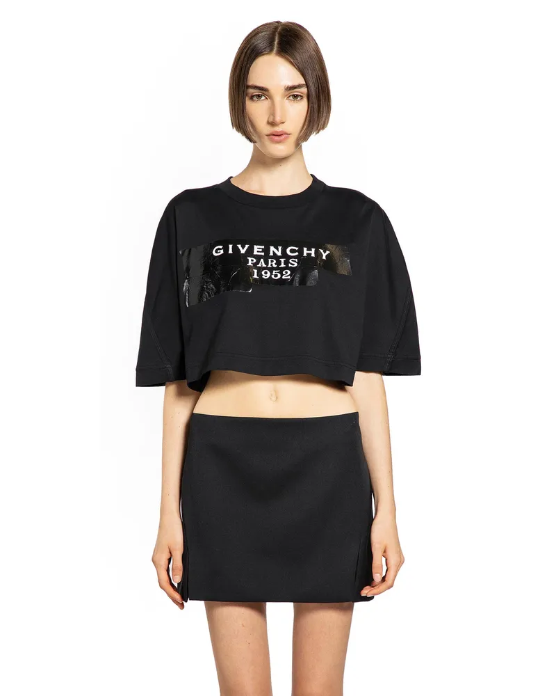 Givenchy Cropped Cotton T-Shirt with 3D Print Black