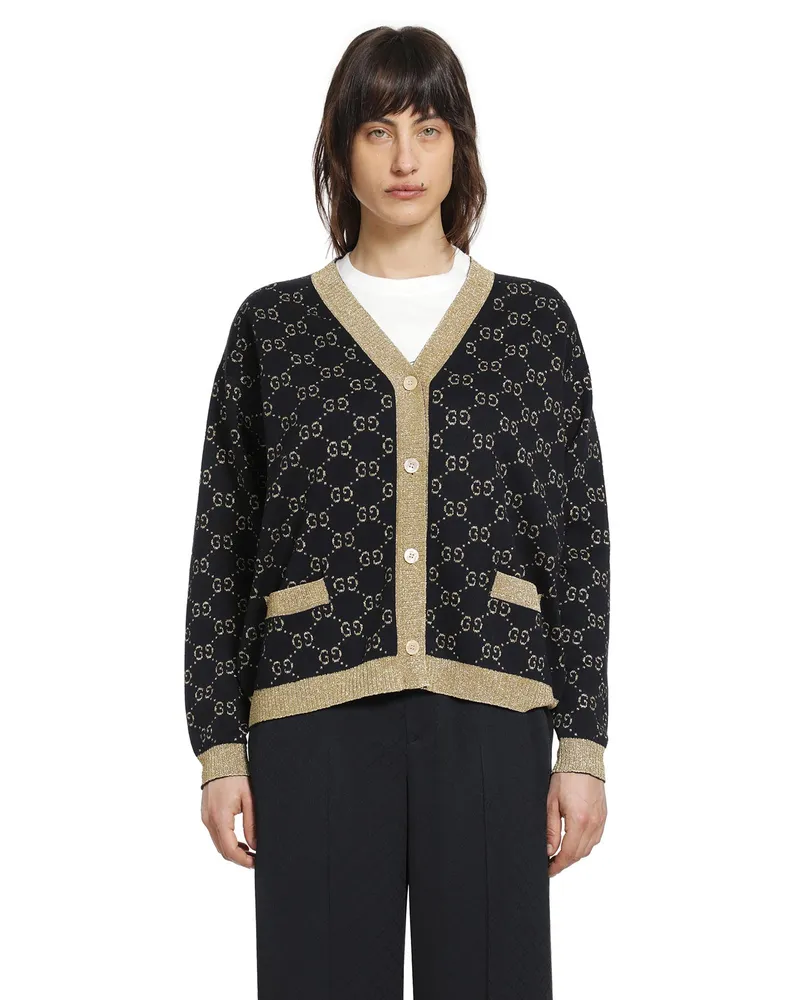 Gucci GG Cotton Lamé Cardigan Blue