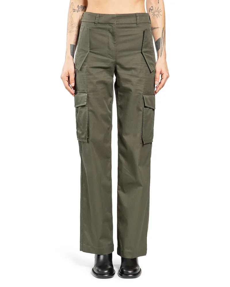 Burberry Check Trim Gabardine Cargo Trousers Green