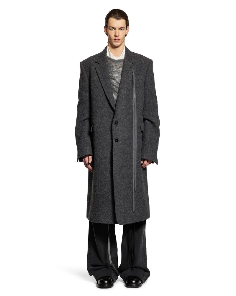Ann Demeulemeester Leonard Beaver Wool Coat Grey