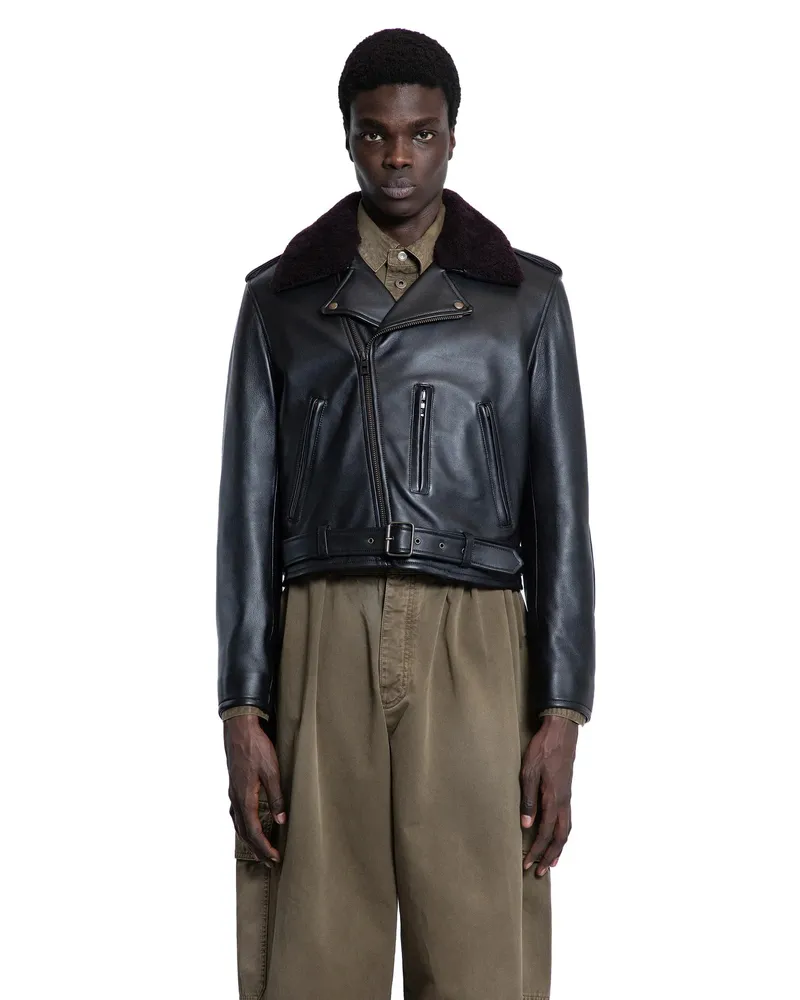 Loewe Leather Biker Jacket Black