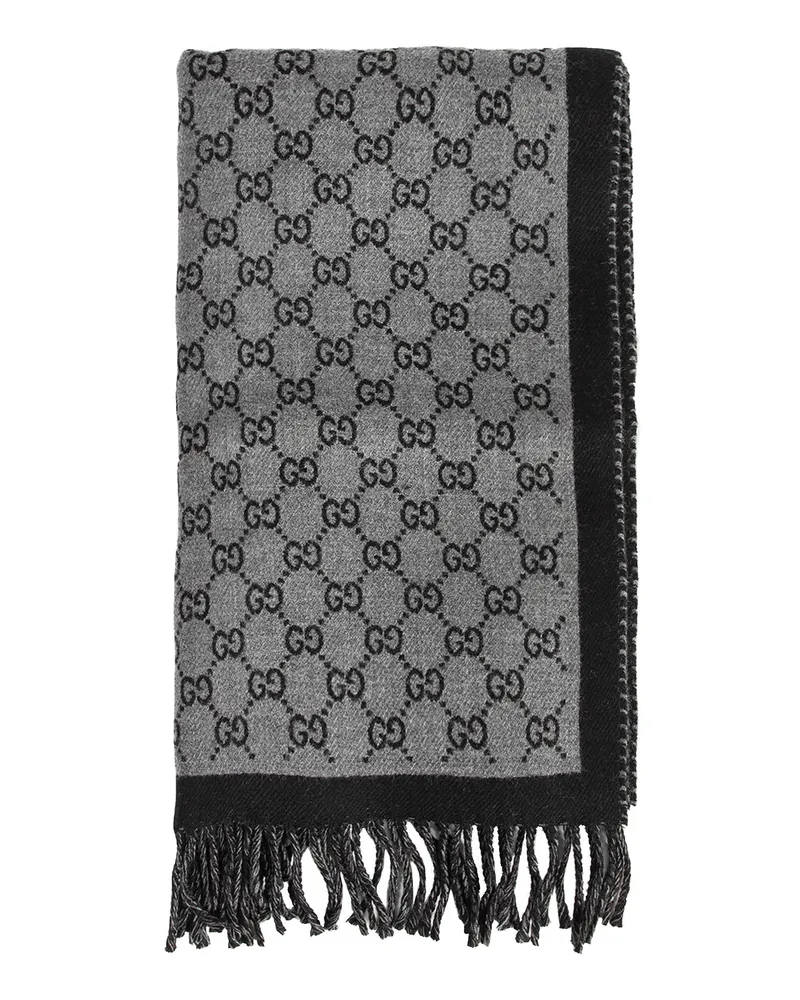 Gucci GG Jacquard Wool Scarf Grey
