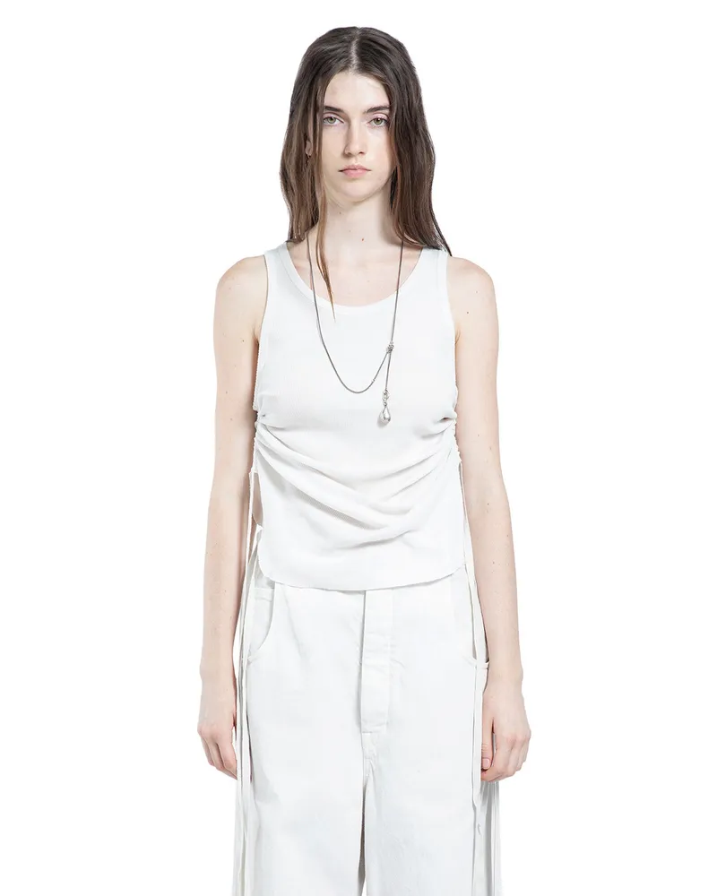 Ann Demeulemeester Mara Wrinkled Cropped Tank Top White