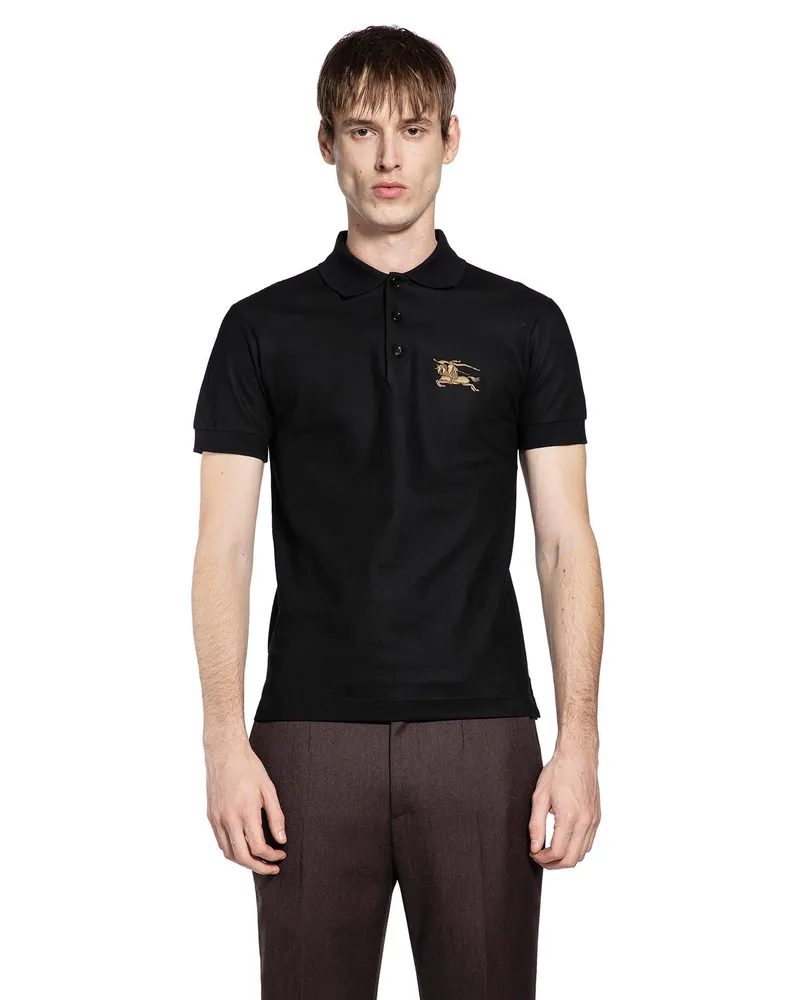 Burberry Metallic EKD Cotton Polo Shirt Black
