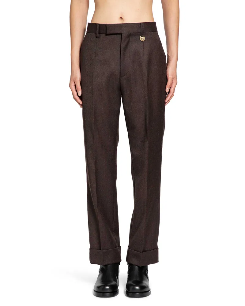 Burberry Wool Tailored Trousers Brown