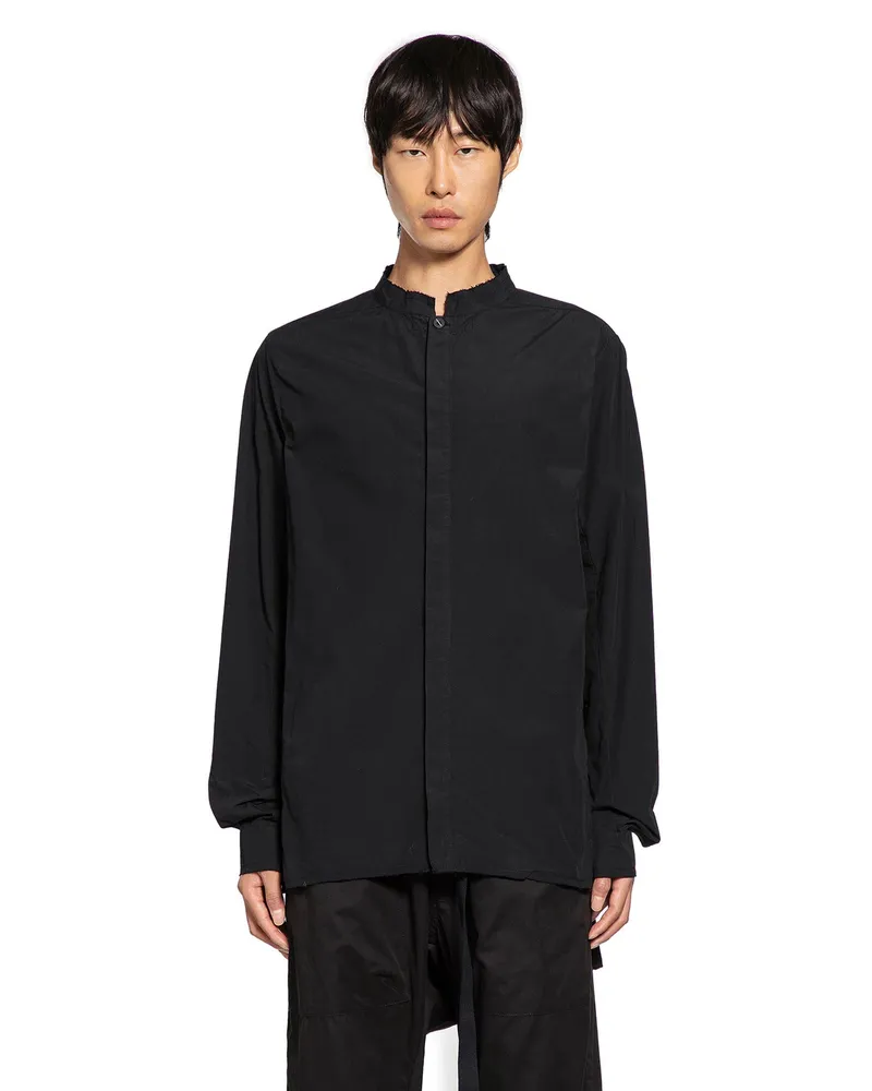 THOM KROM Cotton Poplin Stand Collar Shirt Black