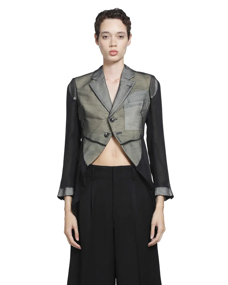 Comme des Garçons Sheer Nylon Long Blazer Black&white