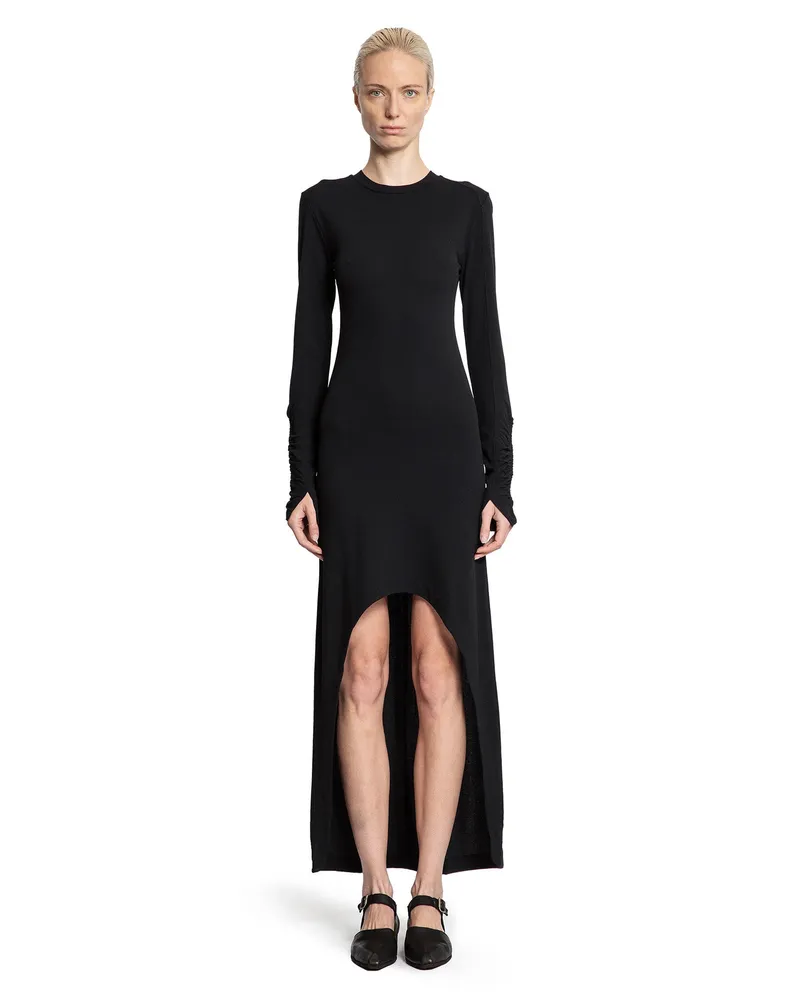 THOM KROM Long Turtleneck Dress with Hand Gaiters Black