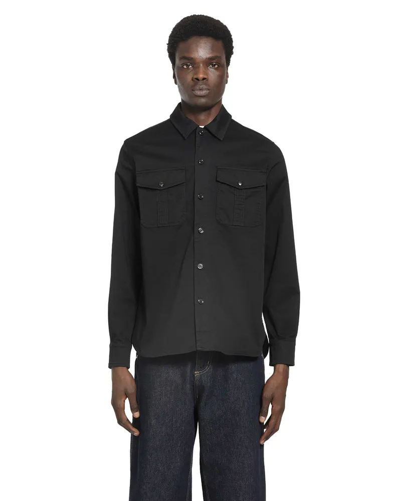 Moncler Stretch Cotton Gabardine Shirt Black