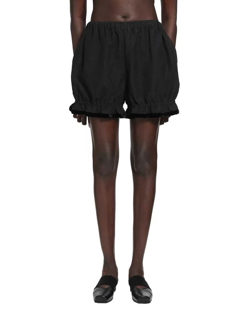 Renli Su Cotton Linen Balloon Shorts Black