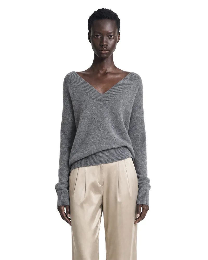 Tom Ford Off-the-shoudler V-Neck Top Grey