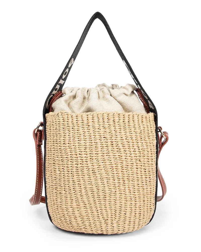 Chloé Woody Raffia Bucket Bag Beige