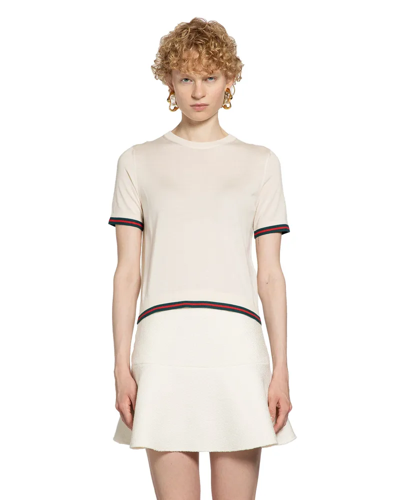 Gucci Extra fine cashmere silk top White