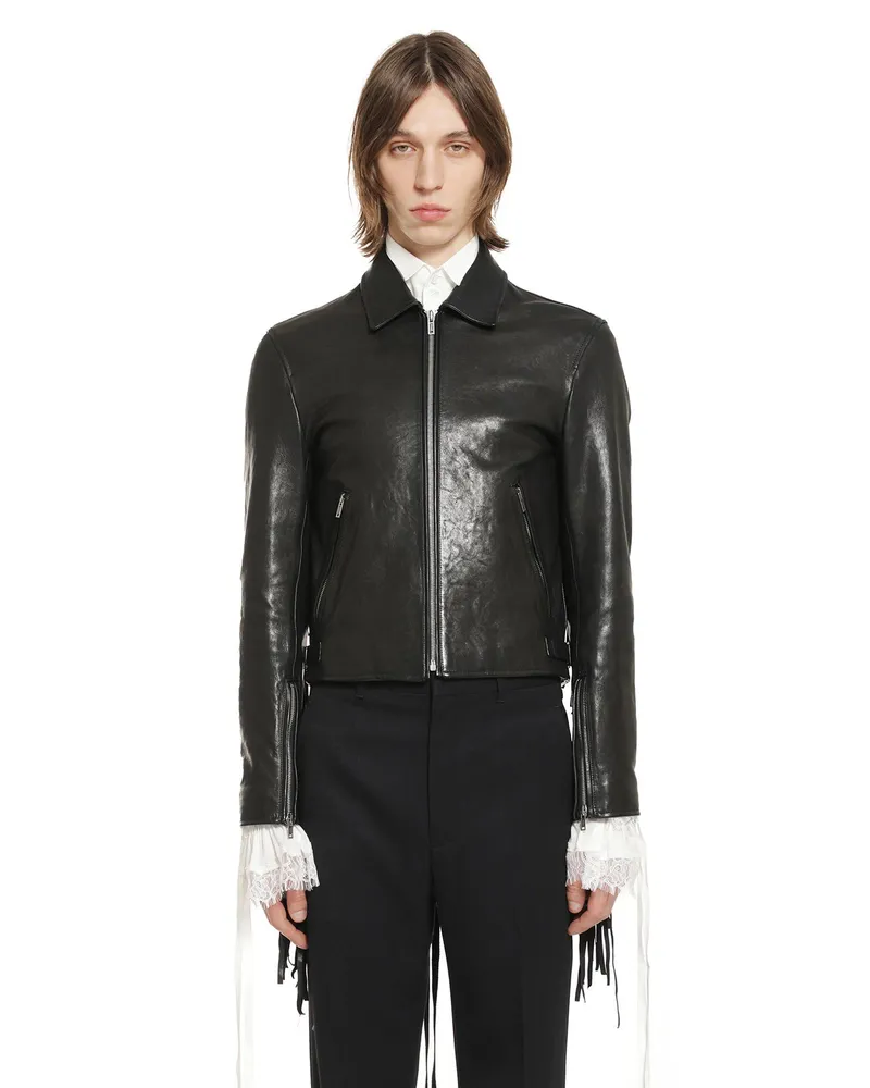 Ann Demeulemeester Karlo Fringed Biker Jacket Black