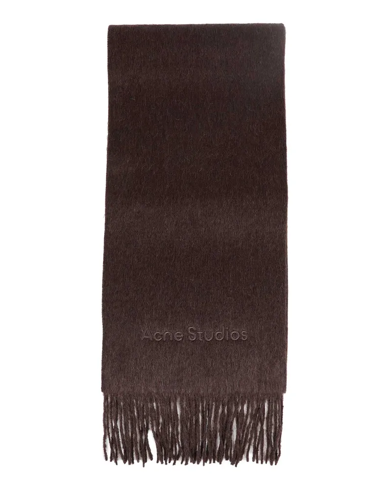 Acne Studios Alpaca Wool Logo Scarf Brown