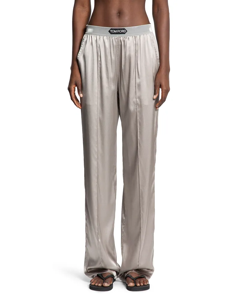 Tom Ford Stretch Silk Satin PJ Pants Silver