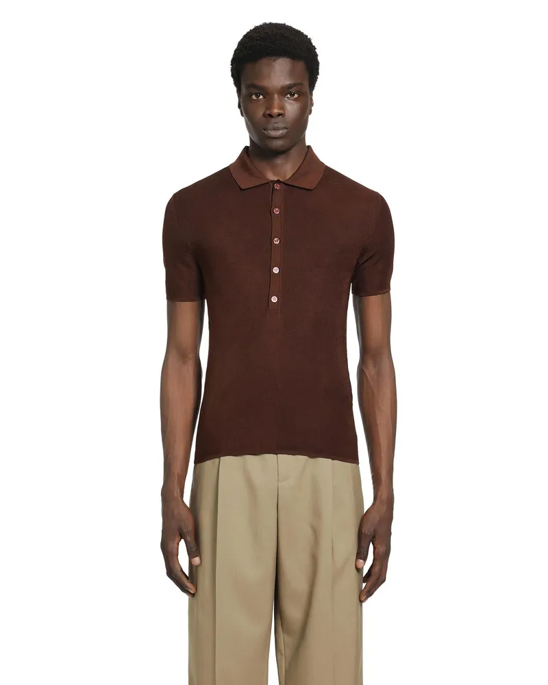 Saint Laurent Silk Polo Red