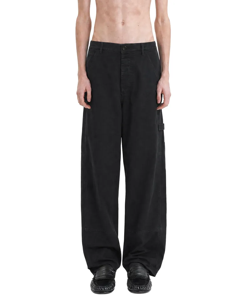Marni Cotton Loose Workwear Trousers Black