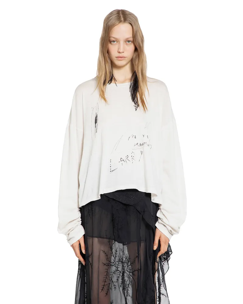 Ann Demeulemeester Are you Dreaming'' Long Sleeve T-Shirt White