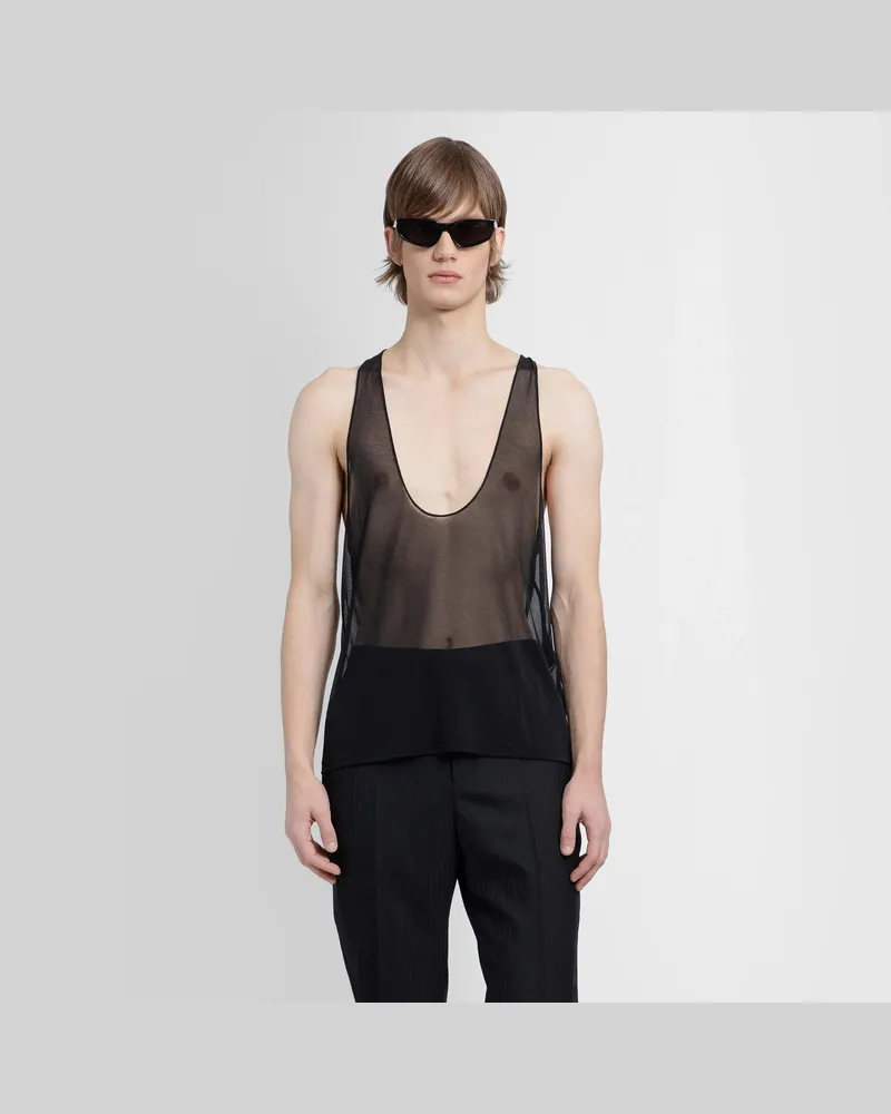 Saint Laurent MAN BLACK T-SHIRTS & TANK TOPS Black
