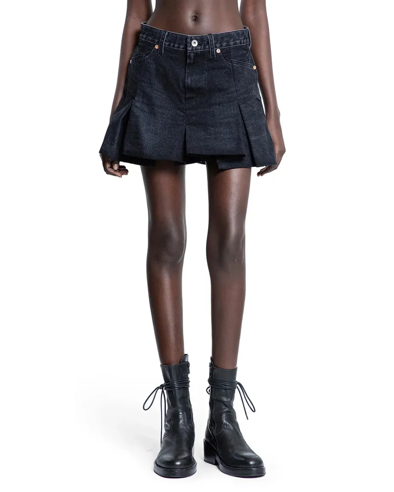 Sacai Denim Mix Shorts Black