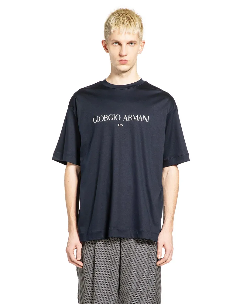 Giorgio Armani Cotton Interlock Jersey T-Shirt Blue