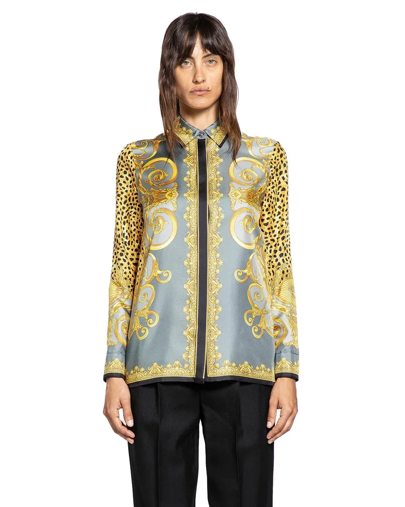 Versace Cheetah Foulard Silk Shirt Multicolor