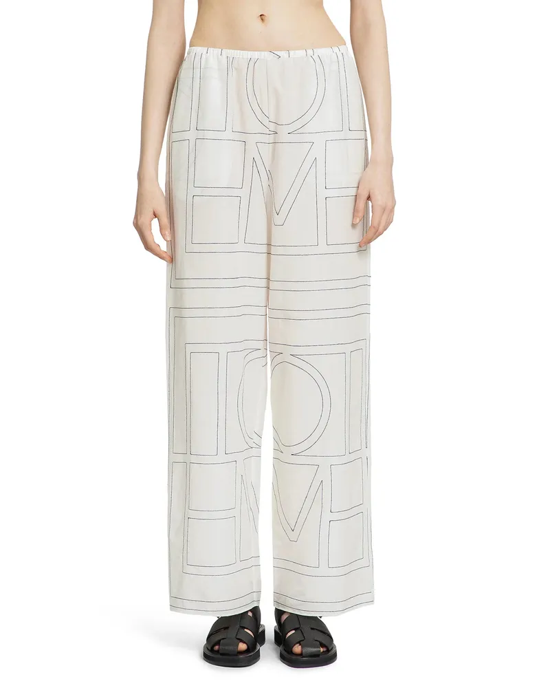 Totême Monogram Cotton PJ Bottoms Black&white