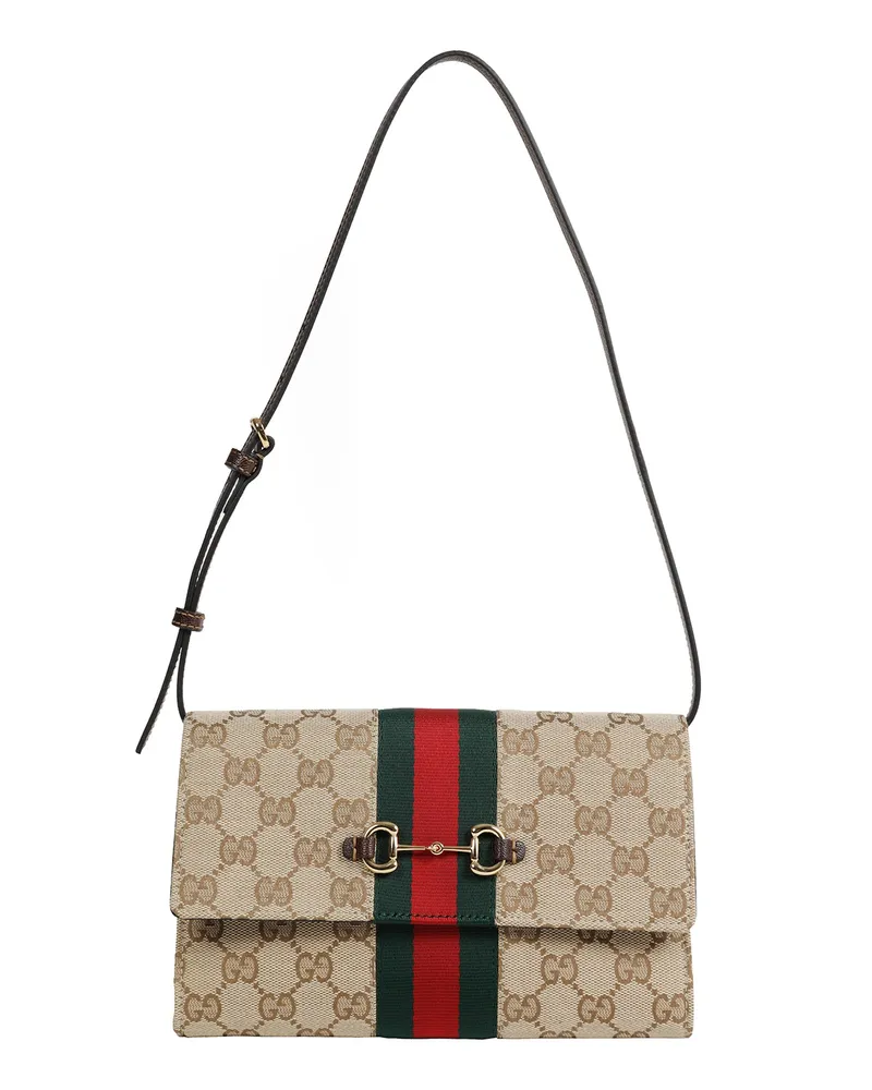 Gucci Horsebit GG Canvas and Web Wallet Beige