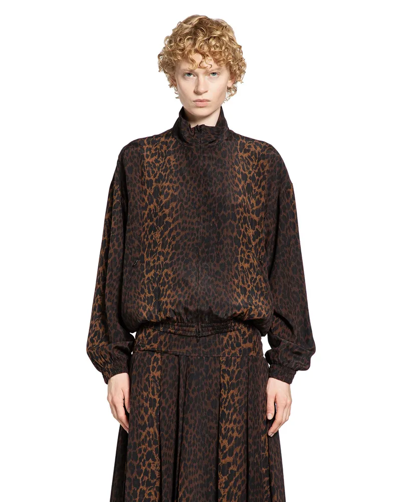Balenciaga Leopard Print Track Jacket Brown