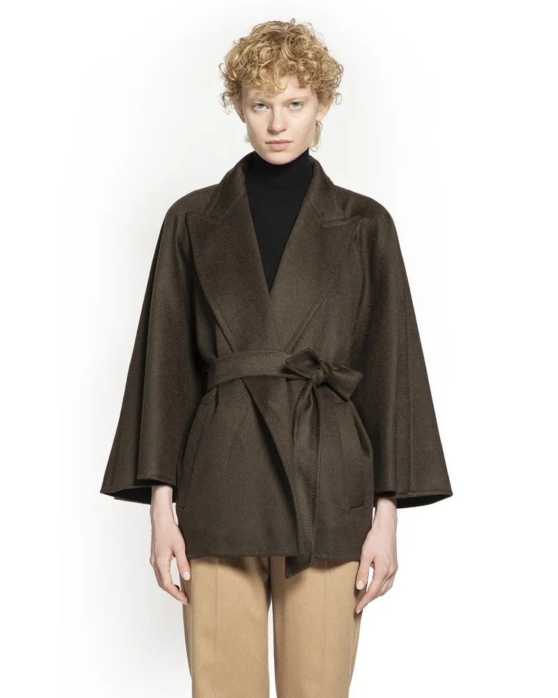 Max Mara Camel Hair Short Padded Coat Brown