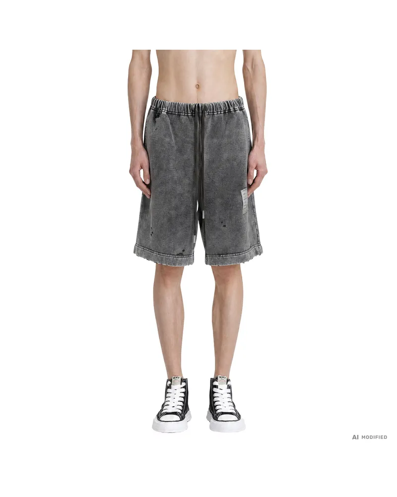 MIHARAYASUHIRO Bleached Sweat Shorts Black