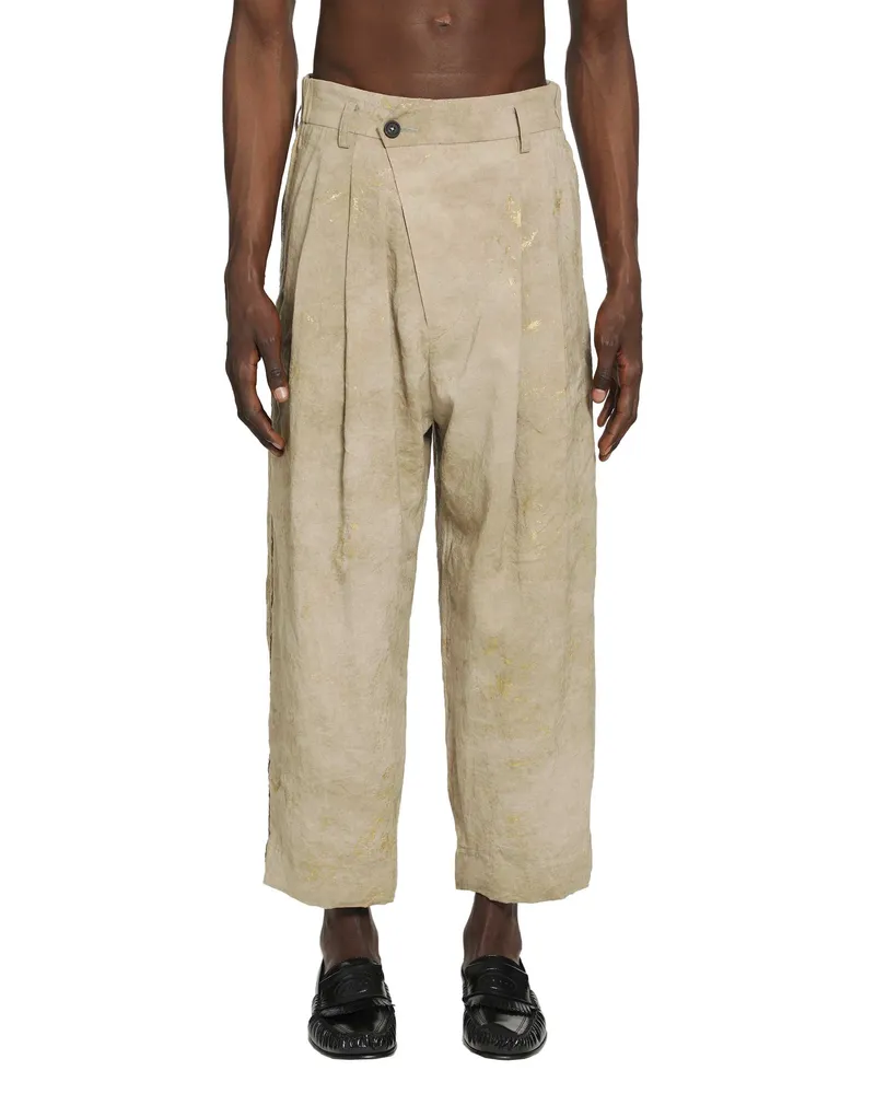 Ziggy Chen Gold Leaf Trousers Beige