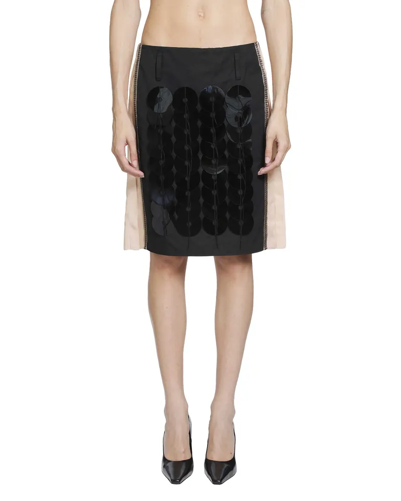 Marni Cotton Twill and Crepe Viscose Skirt Black