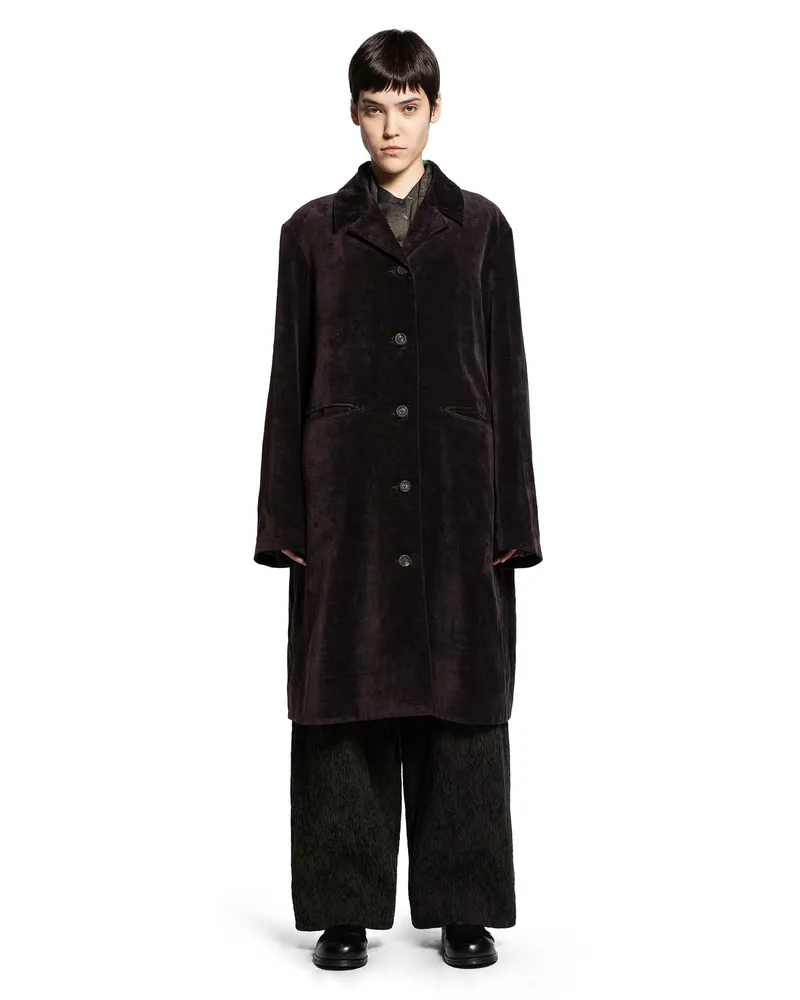 Ziggy Chen Spread Collar Long Coat Brown