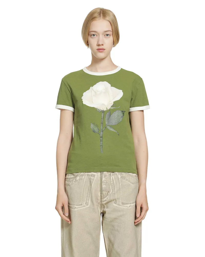 Acne Studios Rose Graphic T-Shirt Green