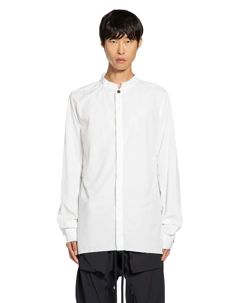 THOM KROM Cotton Poplin Stand Collar Shirt White